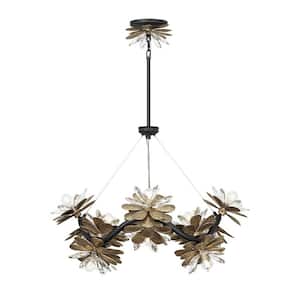 Giselle 25 in. H x 33 in. W 16-Light Delphine Shabby Chic Chandelier with Faceted Crystal Flower Petals