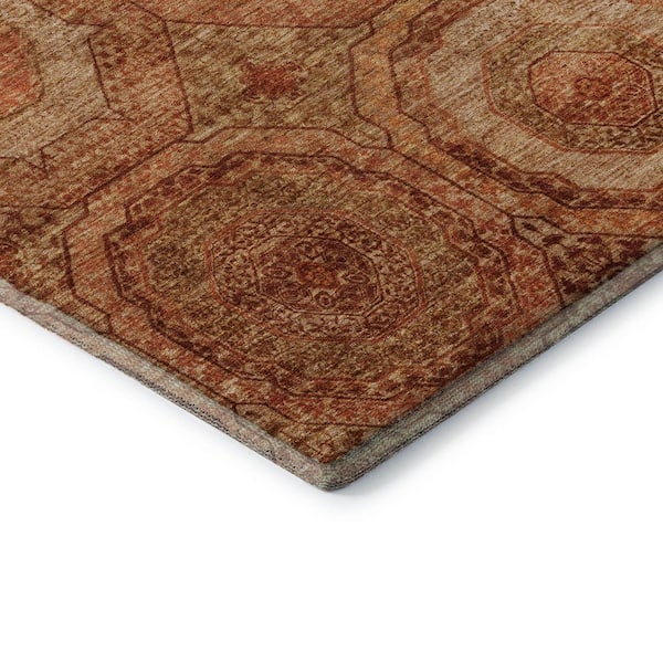 Mayfield Premium Machine Washable Abstract AMF2050 Terracotta 5 ft. x 7 ft. 6 in. Area Rug