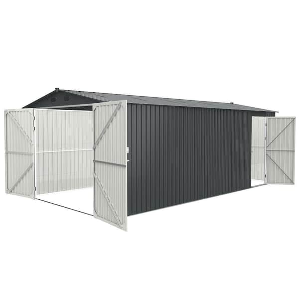 Clihome 10 ft. W x 20 ft. D Outdoor Storage Shed Metal Garden Shed Backyard Tool House with 2-Doors and 4 Vents (200 sq. ft.)