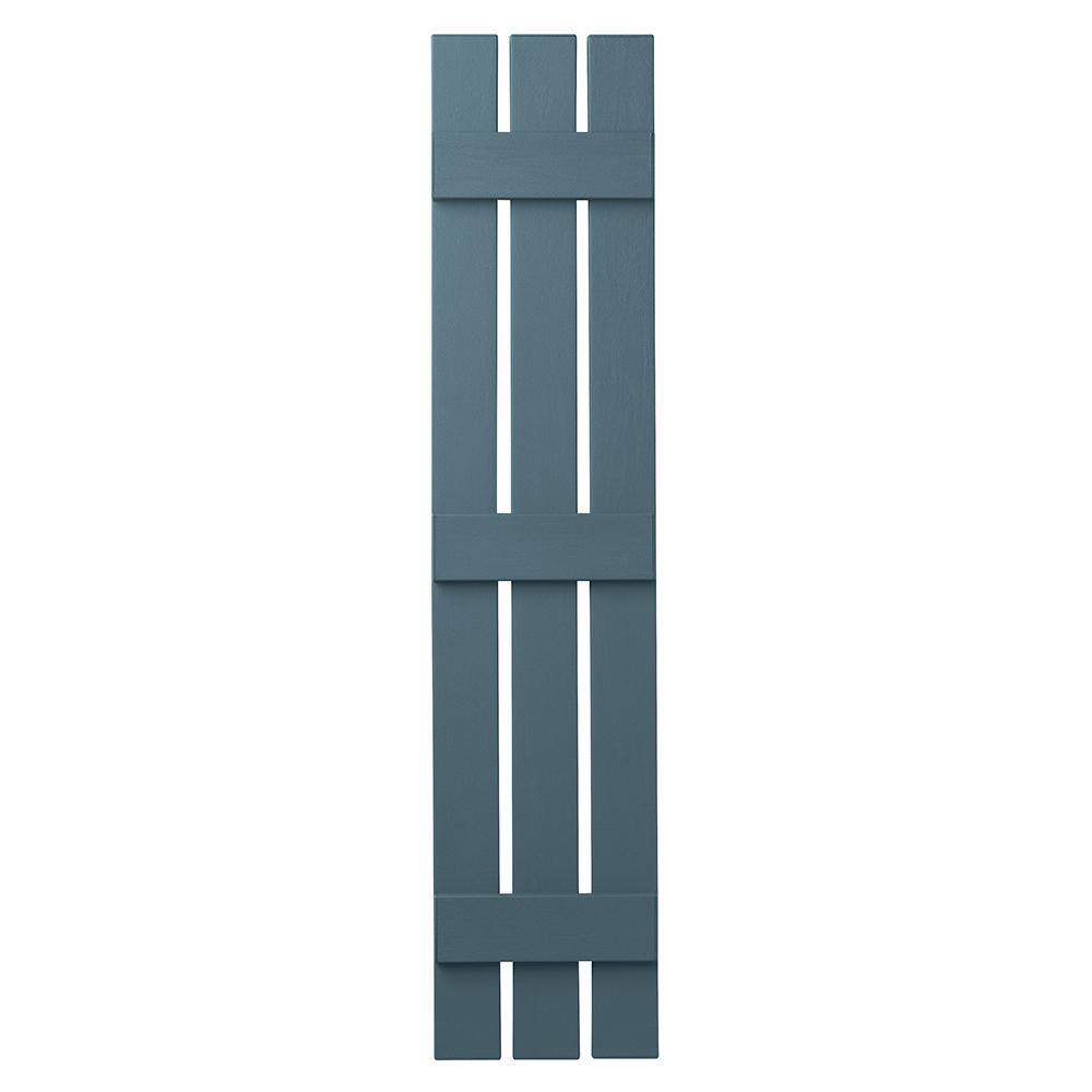 12 in. x 59 in. Polypropylene 3-Board Open Board and Batten Shutters Pair in Coastal Blue