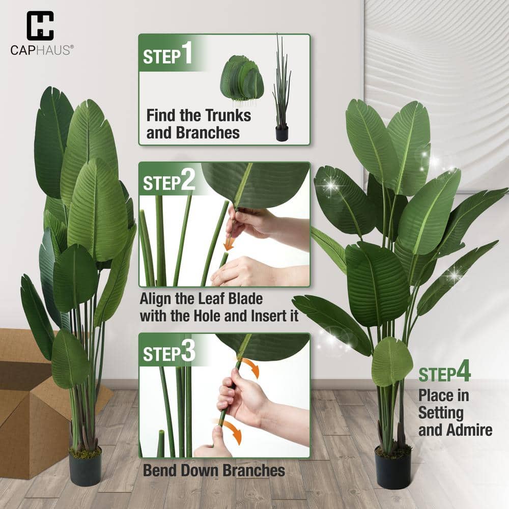 7 ft Green Plastic Bird of Paradise Potted Floor Plant