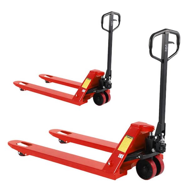 6,600 lbs. Red Hydraulic Pallet Jack (2-Pack) 27 in. Width Fork Manual Pallet Truck with PU Wheels