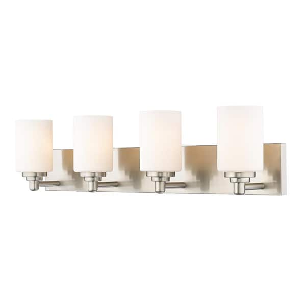 Unbranded Soledad 31.5 in. 4-Light Brushed Nickel Vanity-Light with Glass Shade