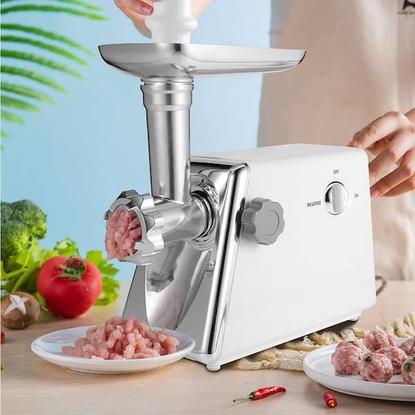 600-Watt Electric Meat Grinder, Aluminum Alloy mincer in White