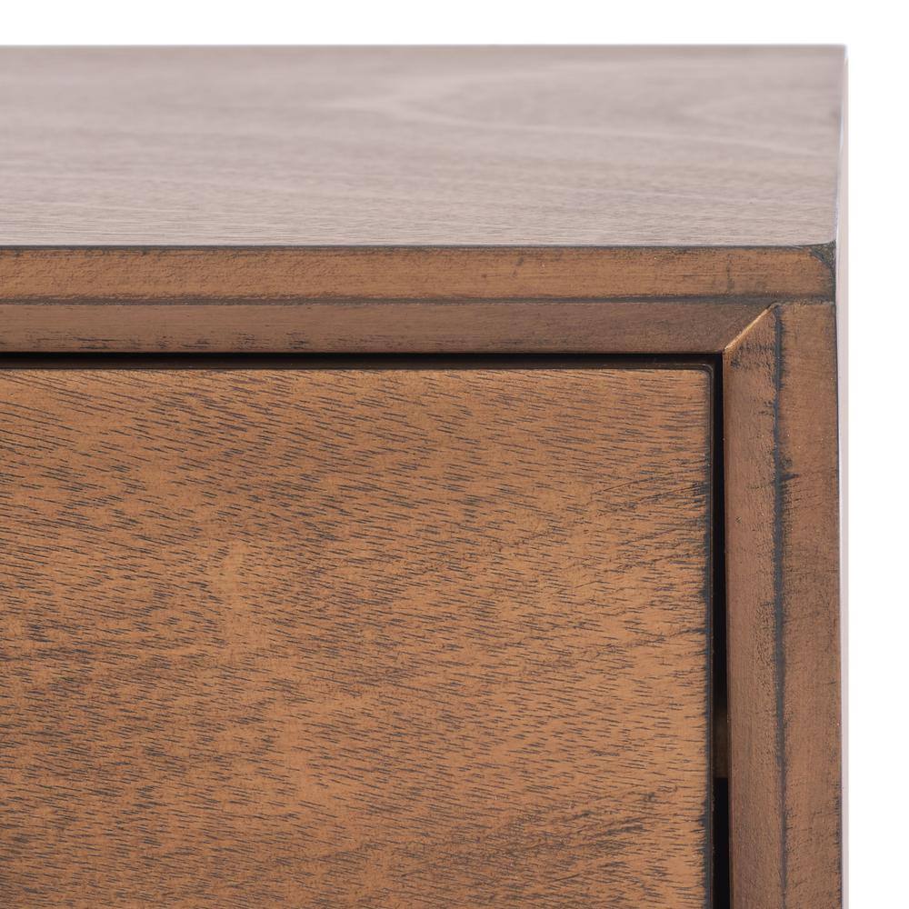 Belgian Farmhouse Mid-Century Chic Brown Wood Coffee Table with Storage