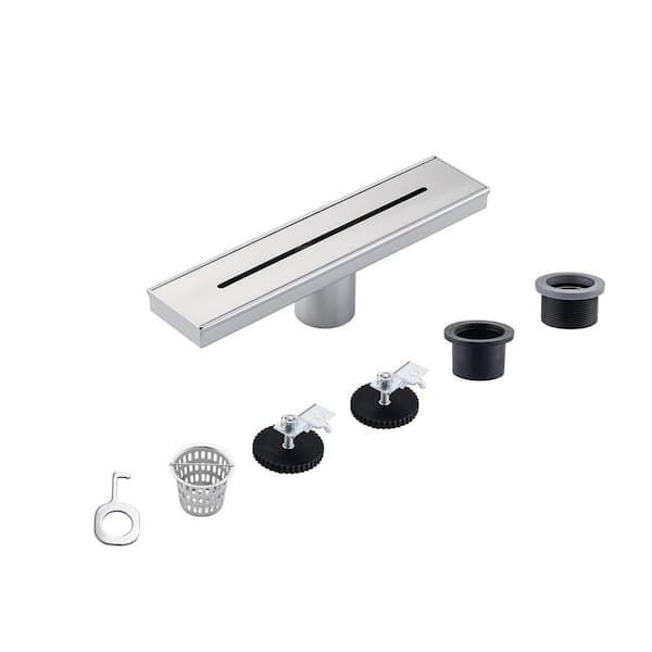 RAINLEX 12 in. Stainless Steel Linear Shower Drain with Square Pattern Drain Cover in Brushed Nickel