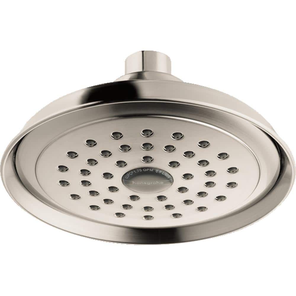 Hansgrohe Joleena 1-Spray Patterns 1.75 GPM 6 in. Wall Mount Fixed Shower  Head in Brushed Nickel 04780820 - The Home Depot