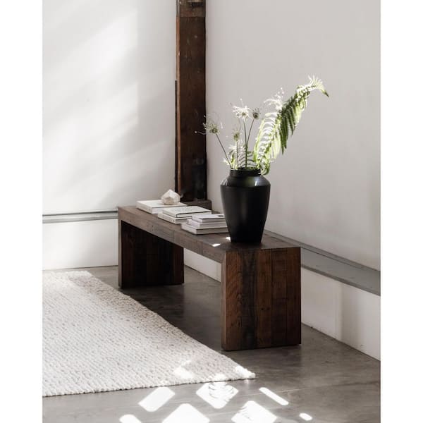 NADAAL STUDIOS Yuri Light Brown Dining Bench Backless with FSC Certified Pine Wood 71 in.