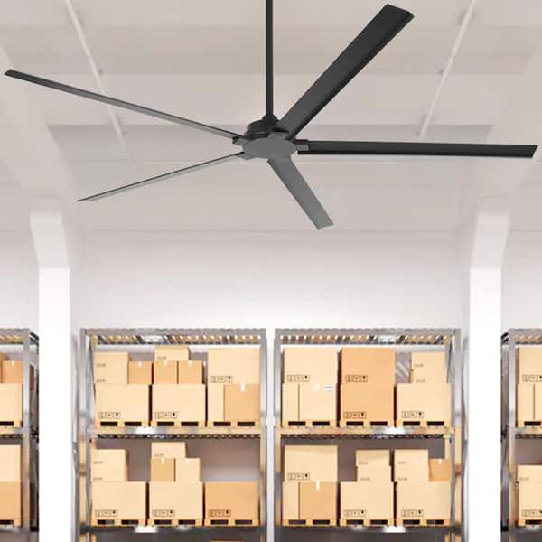 72 in. Indoor/Outdoor Industrial Matte Black Aluminum Standard Ceiling Fan with Remote Control Included