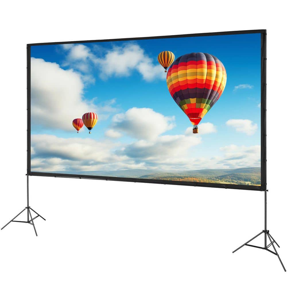 SVOPES 150 in. Projector Screen with Stand, 16:9 4K HD Outdoor Movie Screen, Wrinkle-Free with Tripods and Carry Bag for Cinema TYPM20ZJSLJ18YCEZV0-SV1217