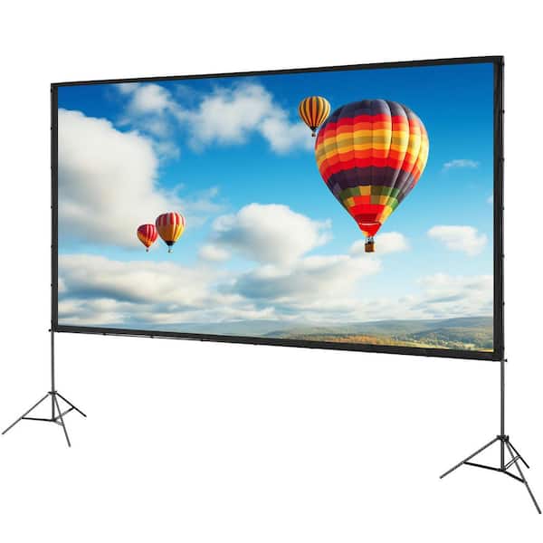 150 in. Projector Screen with Stand, 16:9 4K HD Outdoor Movie Screen, Wrinkle-Free with Tripods and Carry Bag for Cinema