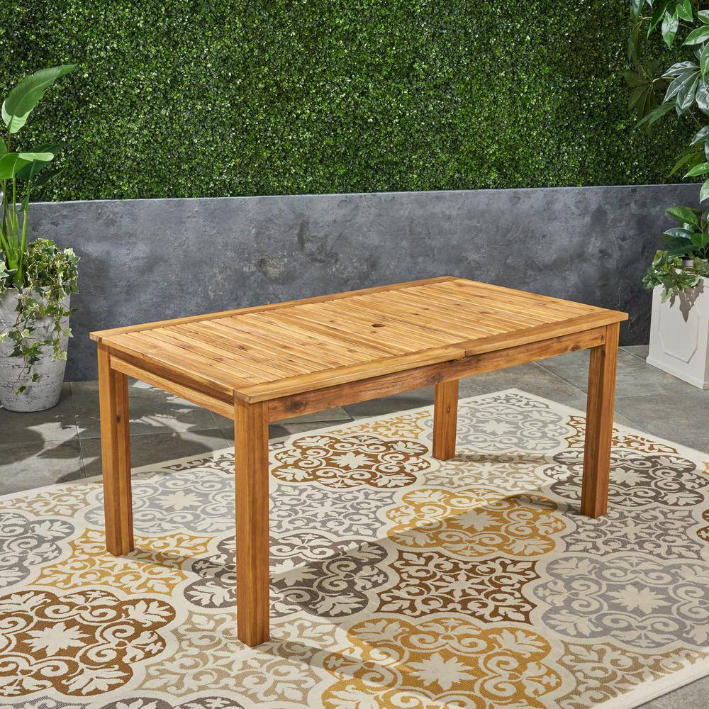 Nestor Natural Brown Rectangular Wood Expandable Outdoor Patio Dining Table