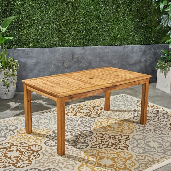 Noble House Nestor Natural Brown Rectangular Wood Expandable Outdoor Patio Dining Table