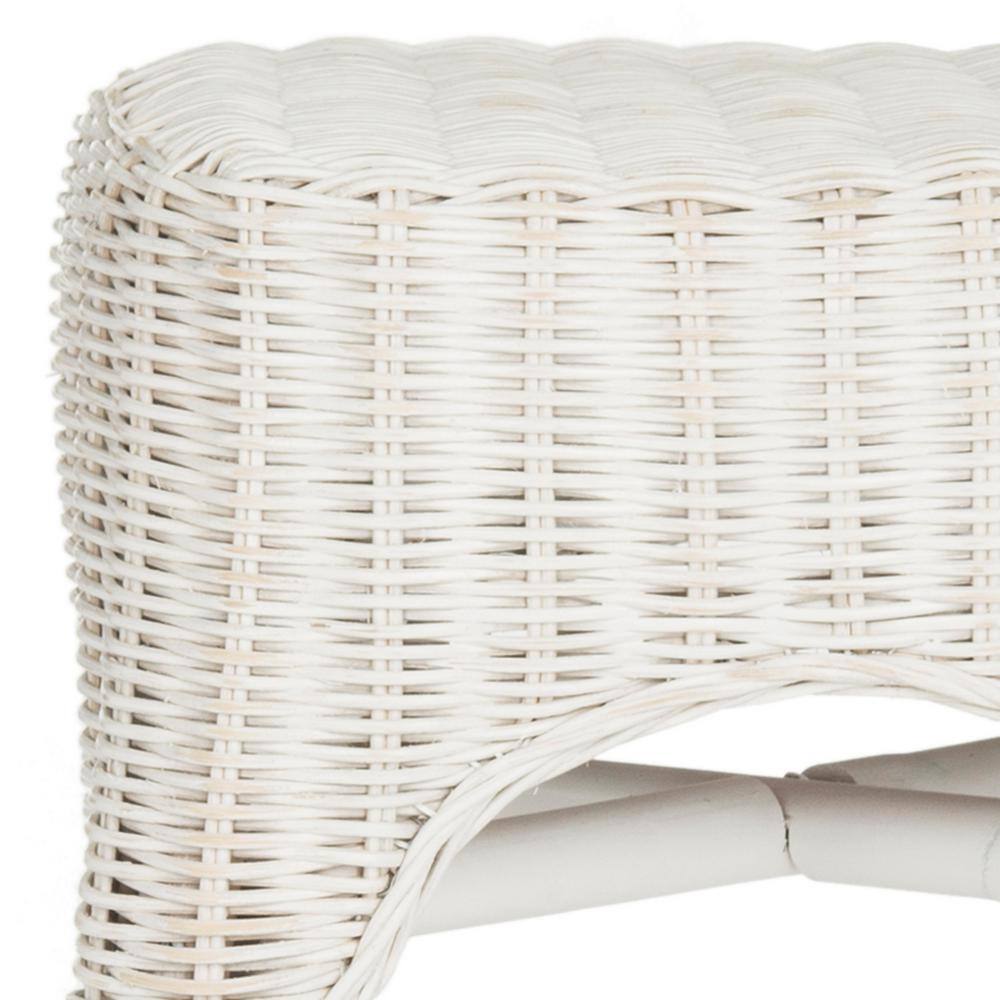 White Mango Wood Wicker Backless Counter Stool
