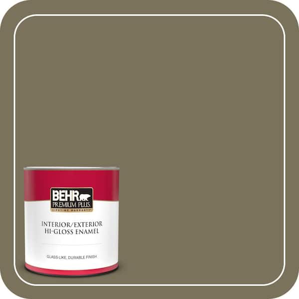 BEHR PREMIUM PLUS 1 qt. #380F-7 Crocodile Hi-Gloss Enamel Interior/Exterior Paint & Primer