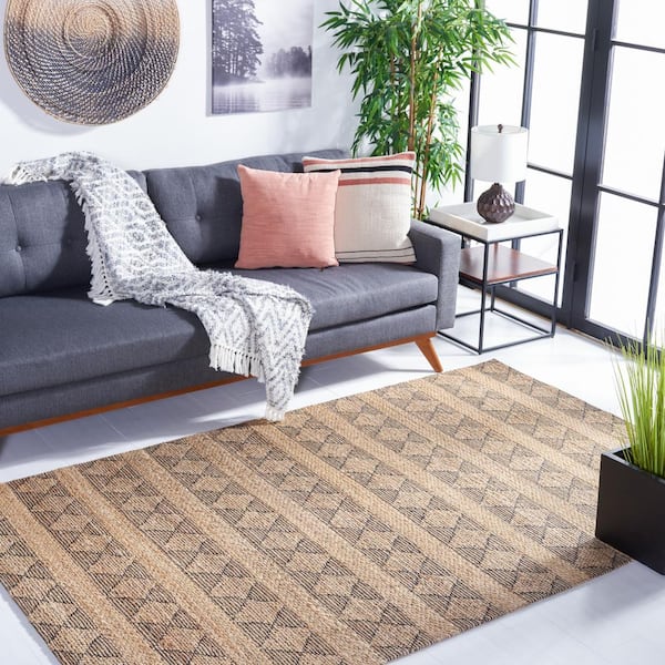 Natural Fiber Natural/Black 8 ft. x 10 ft. Abstract Striped Area Rug