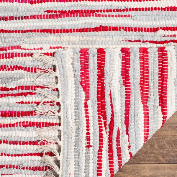 Safavieh Rag Rug Collection RAR129R Handmade Boho Stripe Cotton Area Rug Red 9' x 12' Multi 