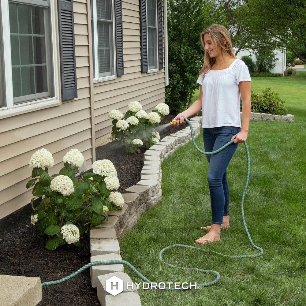 50 ft. Green and Gray Expandable Burst Proof Garden Hose with Brass Valve