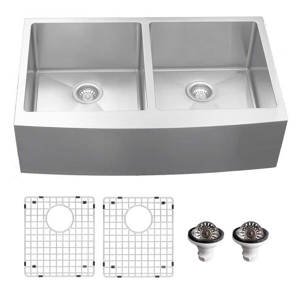 Stainless Steel 36'' Double Bowl Farmhouse Kitchen Sink