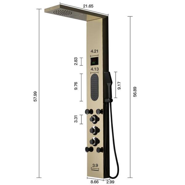 HOMEMYSTIQUE 5-in-One 5-Jet Shower Panel Tower System With