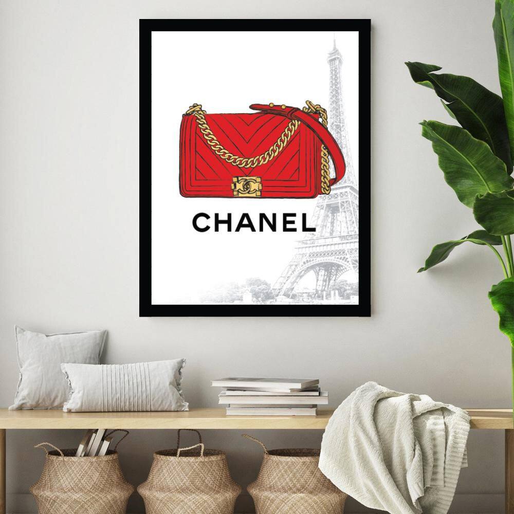 Red and Gold Chanel Purse Print for Kids Room