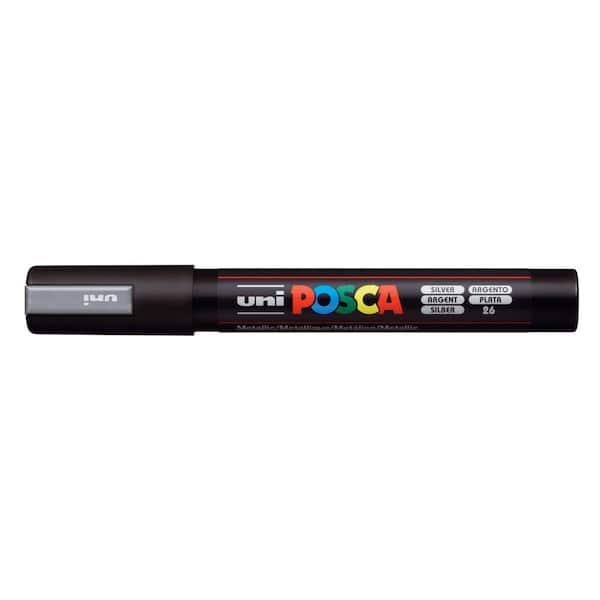 POSCA PC-5M Medium Bullet Paint Marker, Silver