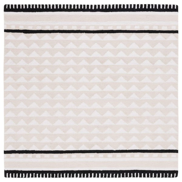 Capri 6 ft. x 6 ft. Ivory/Beige Border Triangle Square Area Rug