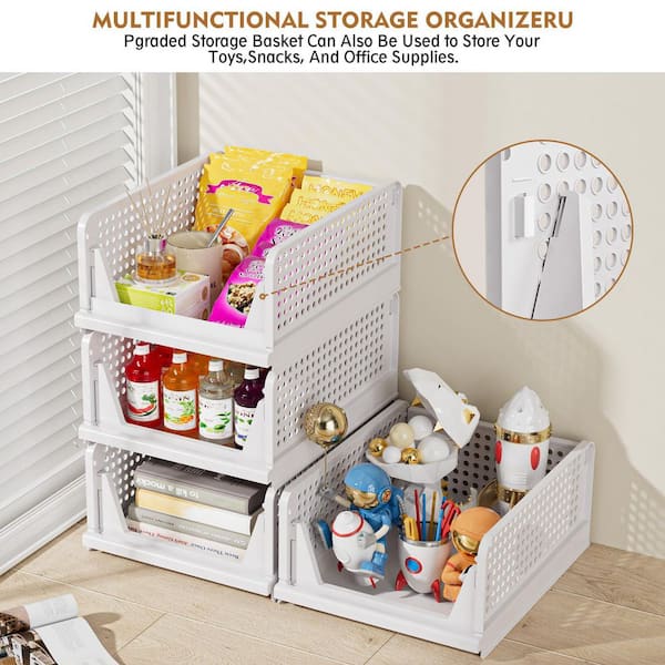 Afoxsos White 16.73 in x 13.11 in x 7.2 in Plastic Stackable