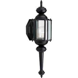 BrassGUARD Lantern Collection 1-Light Matte Black Clear Beveled Glass Traditional Outdoor Wall Lantern Light