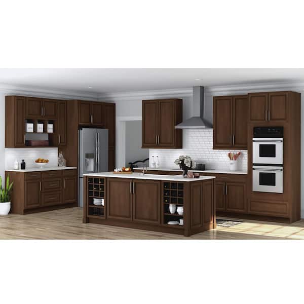 Hampton Bay Cognac Raised Panel, Wood Kitchen Cabinets Home Depot