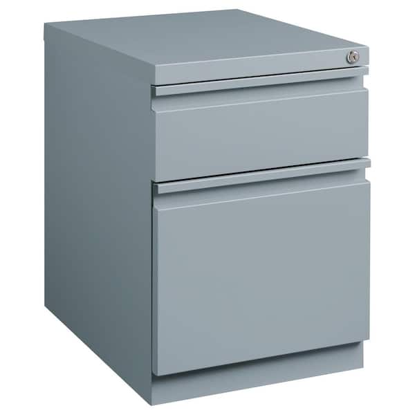 Hirsh 20 in. D 2-Drawer Platinum Metal Letter Width 15 in. W Mobile Pedestal File Cabinet Box-File