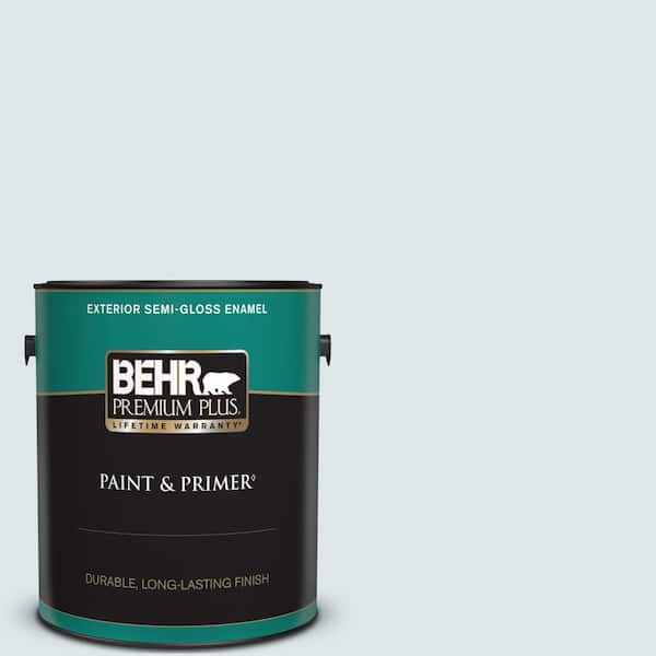 BEHR PREMIUM PLUS 1 gal. #BL-W03 Blue Bird Day Semi-Gloss Enamel Exterior Paint & Primer