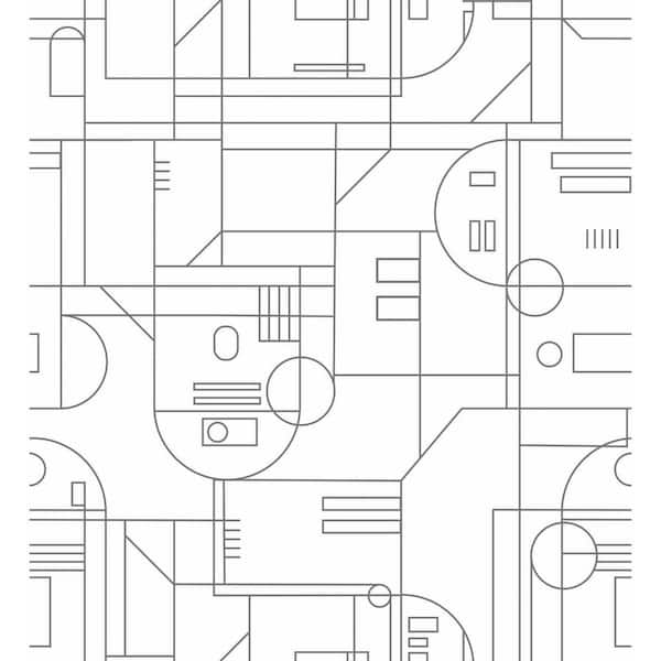 RoomMates Star Wars R2D2 White and Grey Geometric Peel and Stick Wallpaper (Covers 28.29 sq. ft.)