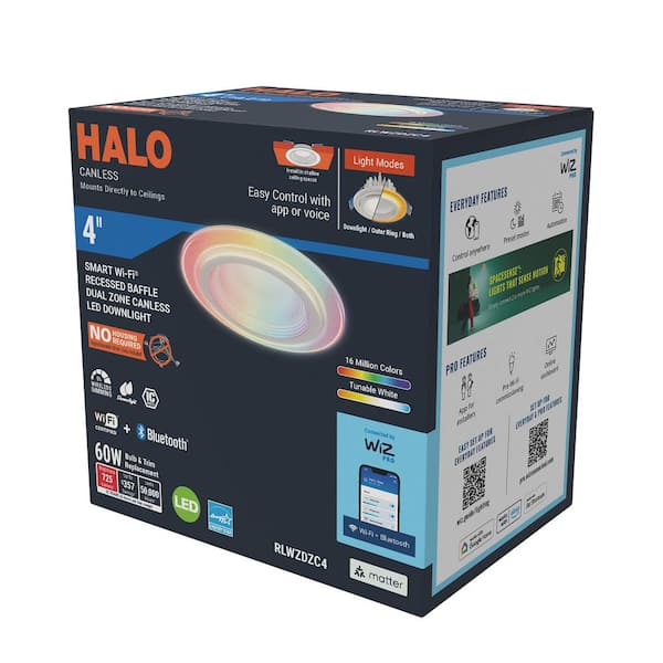 RL Dual Zone 4 in. Smart Wi-Fi Canless Integrated LED Recessed Downlight Connected by WiZ Pro