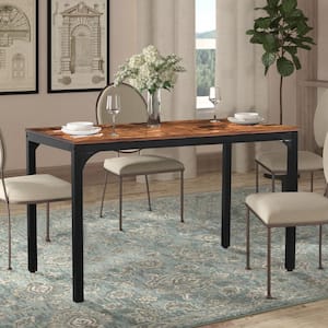 Writing Computer Desk Brown Wood 55.1 in. W x 23.6 in. D x 29.5 in. H 4-Legs Dining Table Seats 4