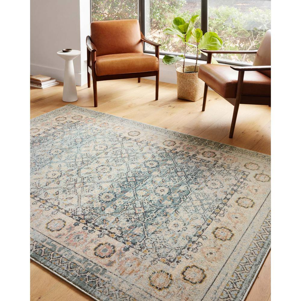 Serene Sky Blue Bohemian-Inspired Large Area Rug