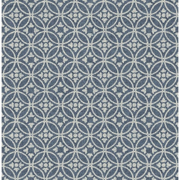 A-Street Prints Larsson Indigo Ogee Wallpaper Sample