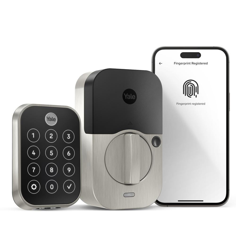 Satin Nickel Smart Keyless Entry Deadbolt with Wi-Fi and Bluetooth
