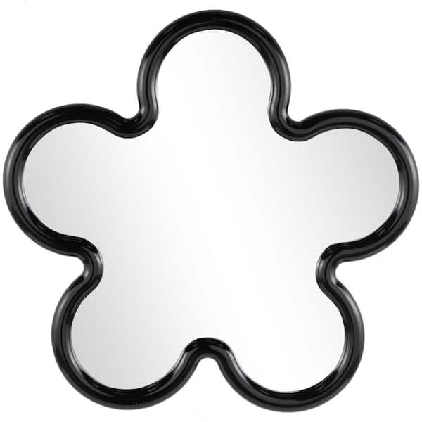 32 in. W x 32 in. H Large Asymmetrical Framed Black Star Wall Mirror