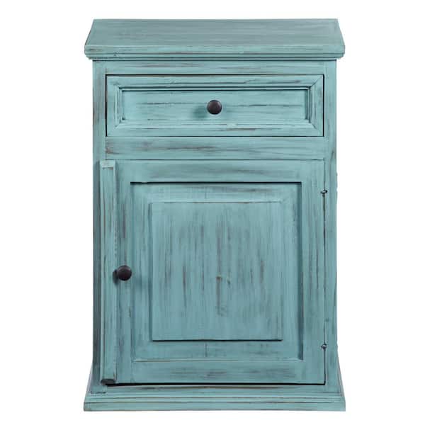 Progressive Furniture Liza 1-Drawer Antique Turquoise Nightstand