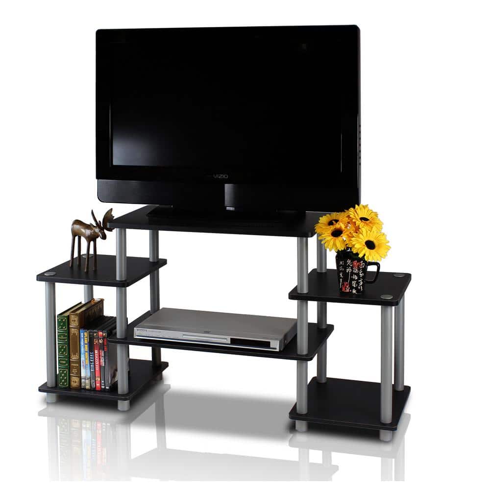 Sleek 41.5" Black & Gray PVC Composite Media Stand