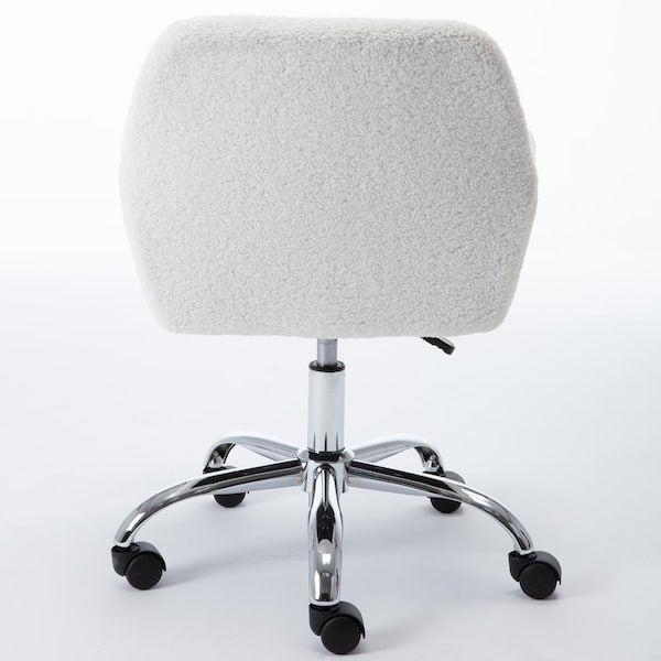 URTR White Polyester Faux Fur Desk Chair, Computer Chair, Task Chair for  Home Office, Adjustable Accent Armchair Swivel Chair HY01582Y - The Home  Depot