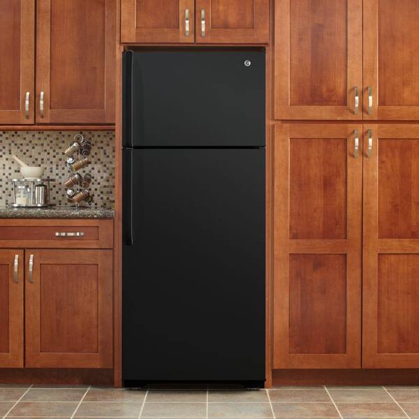 GE 18.1 cu. ft. Top Freezer Refrigerator in Black GTH18GBDBB - The