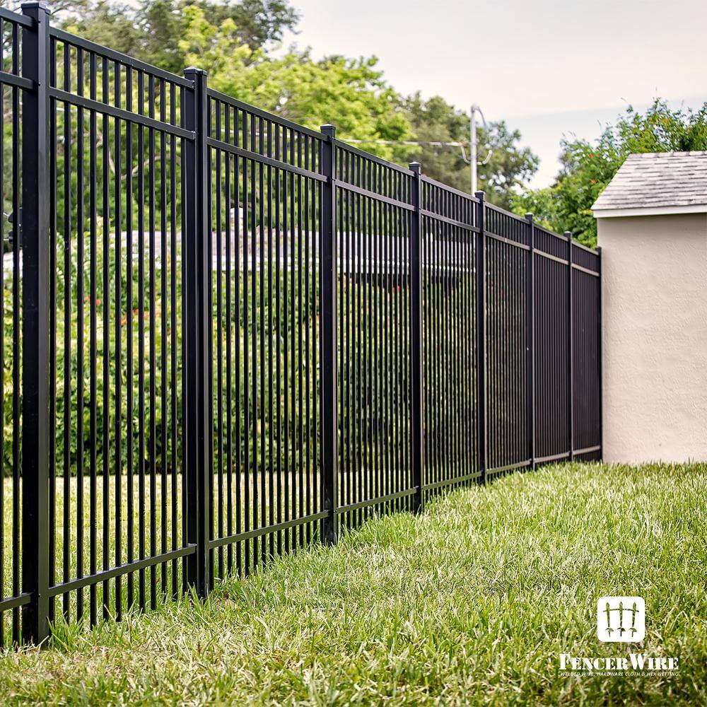 Heavy-Duty Black Metal Flat Top Garden Fence Panels, 4 ft. x 8 ft.