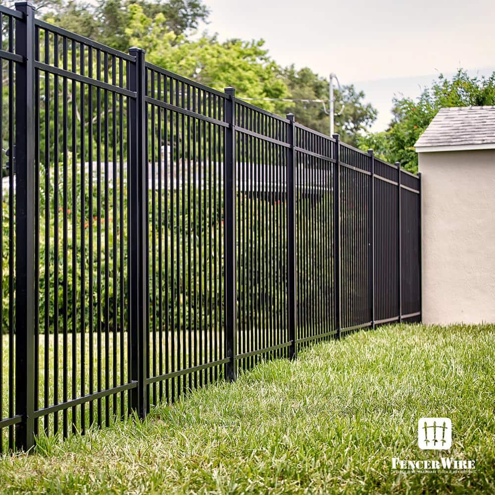 Heavy-Duty Black Metal Flat Top Garden Fence Panels, 4 ft. x 8 ft.