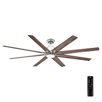 Kensgrove 72 in. LED Indoor/Outdoor Polished Nickel Ceiling Fan with Remote Control