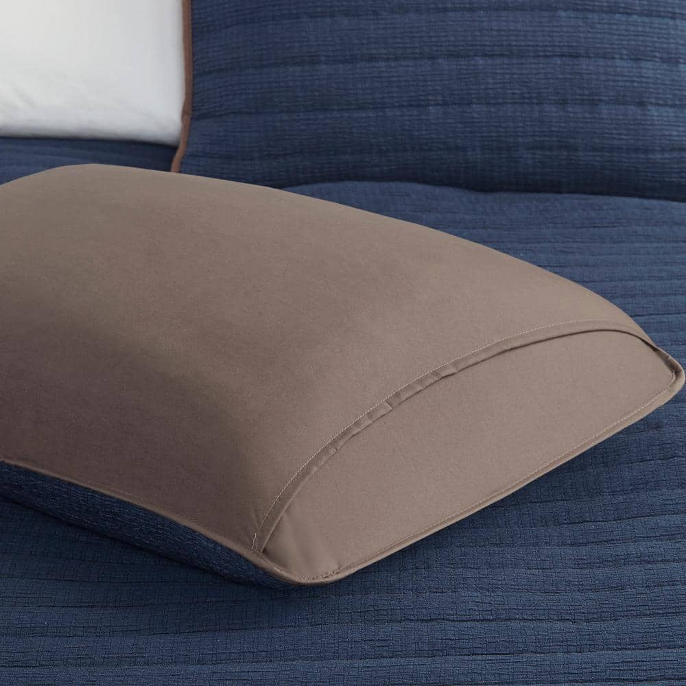 Navy and Brown King Microfiber Reversible Quilt Set