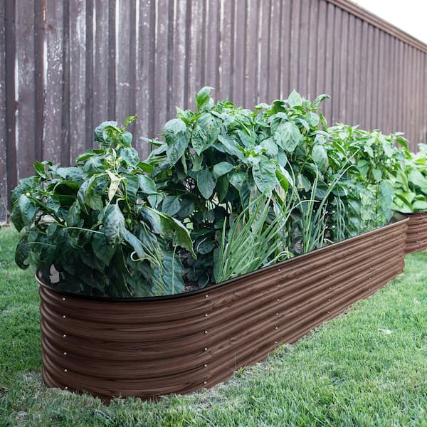Carbonized Galvanized Steel Raised Garden Bed 9-in-1 Planter Box Outdoor, 96 in. L x 24 in. W x 17 in. H