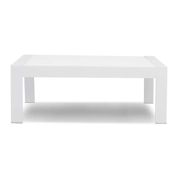 Cesicia 43 in. White Rectangle Aluminum Outdoor Coffee Table