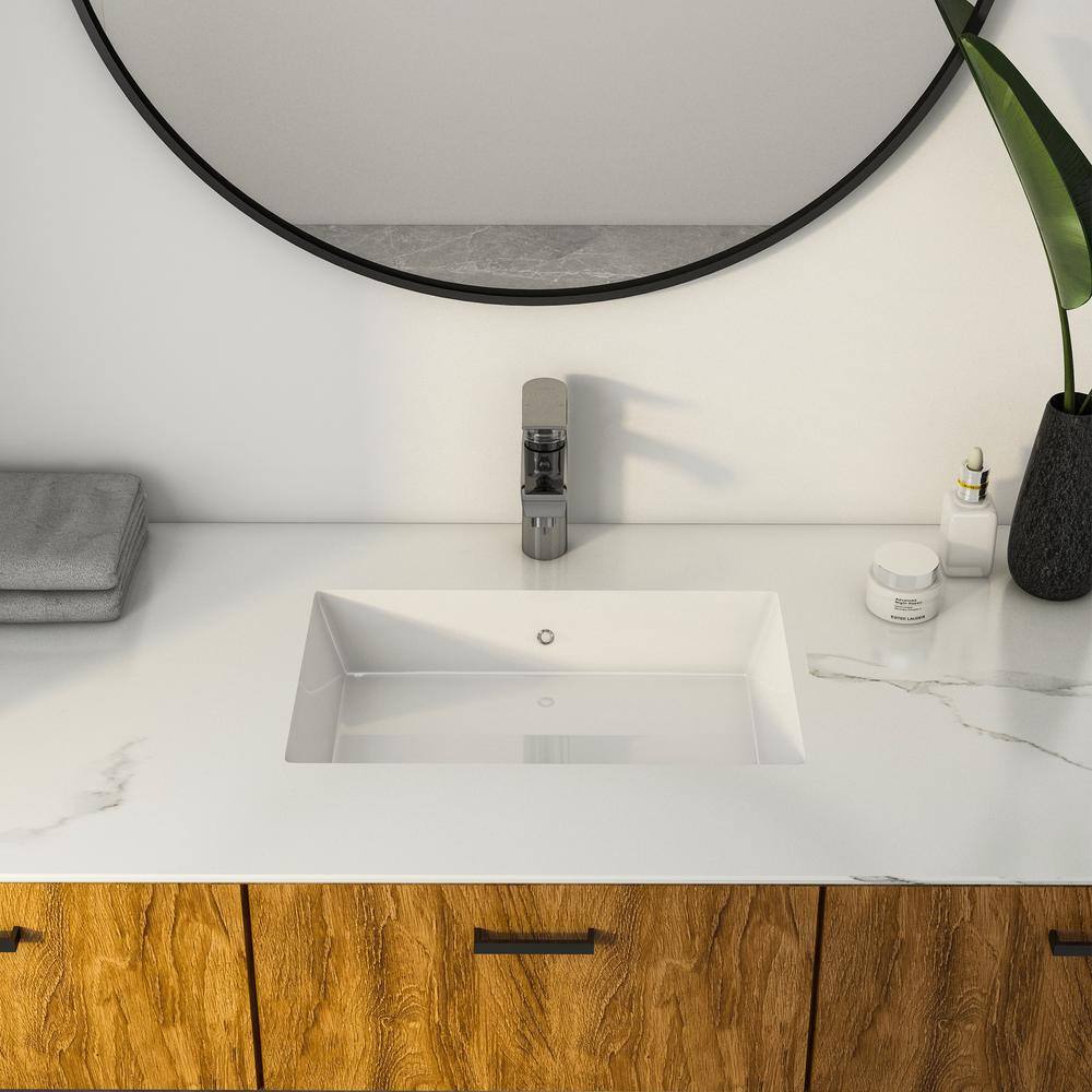 Altair 15.5'' White Ceramic Rectangular Bathroom Sink with Overflow